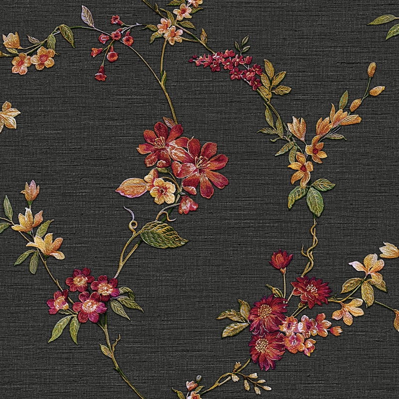 Madison Raspberry Floral Glitter Wallpaper 