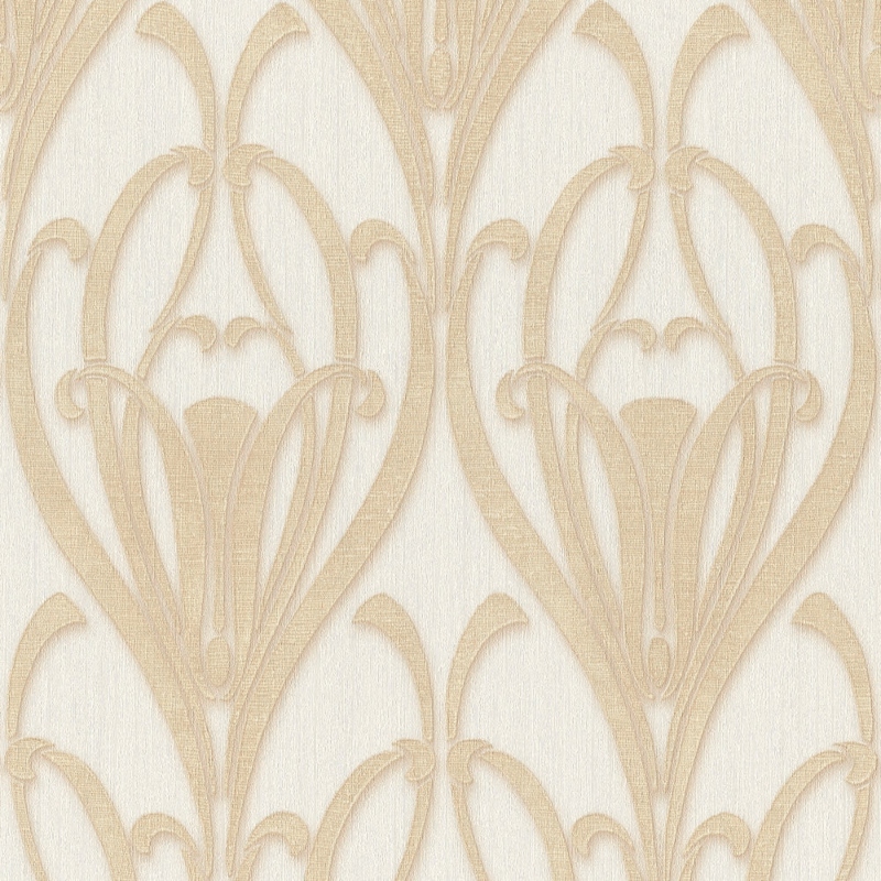 Mata Hari Baroque Beige/Cream Elegant Metallic Wallpaper