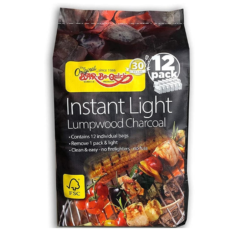 Instant Light Lumpwood Charcoal - 12 Packs Bar Be Quick